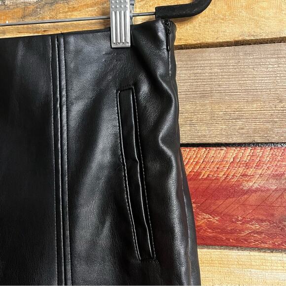 Stradivarius Black Faux Leather Pants With Slits At Hem Size 6 - Picture 6 of 14